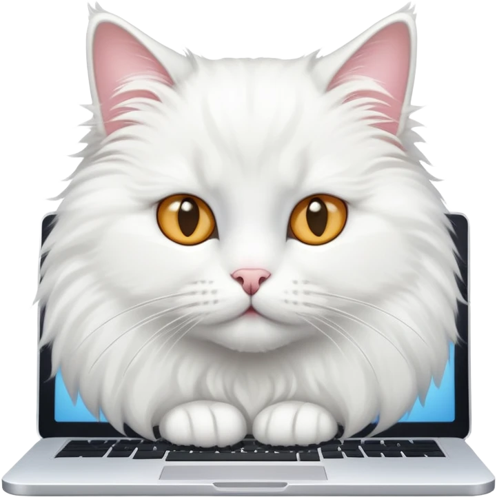 White cat with PC emoji