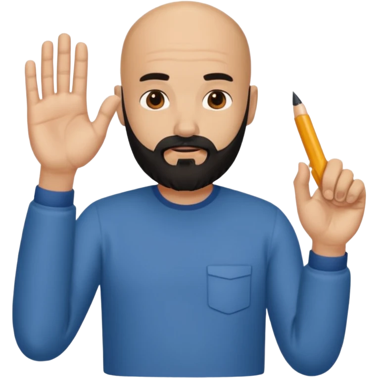 A bald man with a medium length black beard doing this🖕🏼 emoji