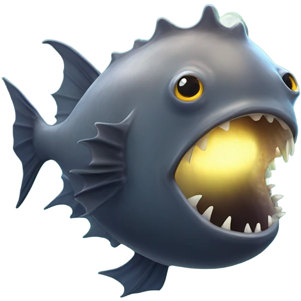 Anglerfish with glowing lure, sharp teeth, and big eyes. emoji