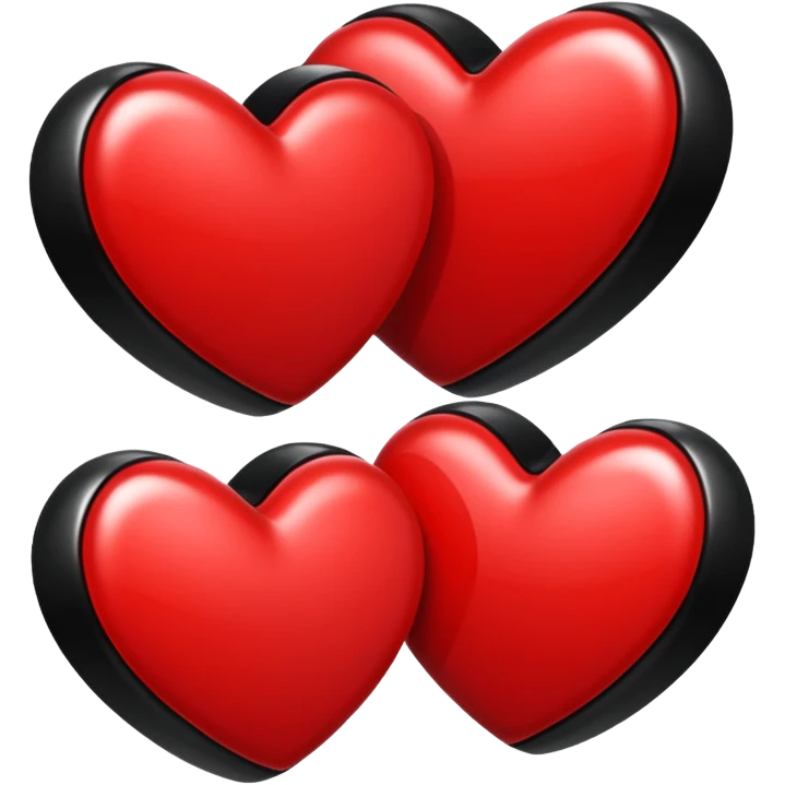 Tres corazones juntos negro rojo y negro emoji