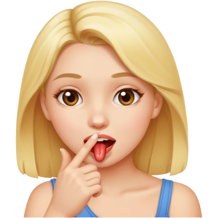 chica guapa mordiéndose suavemente un dedo de la mano  “sexualmente” emoji