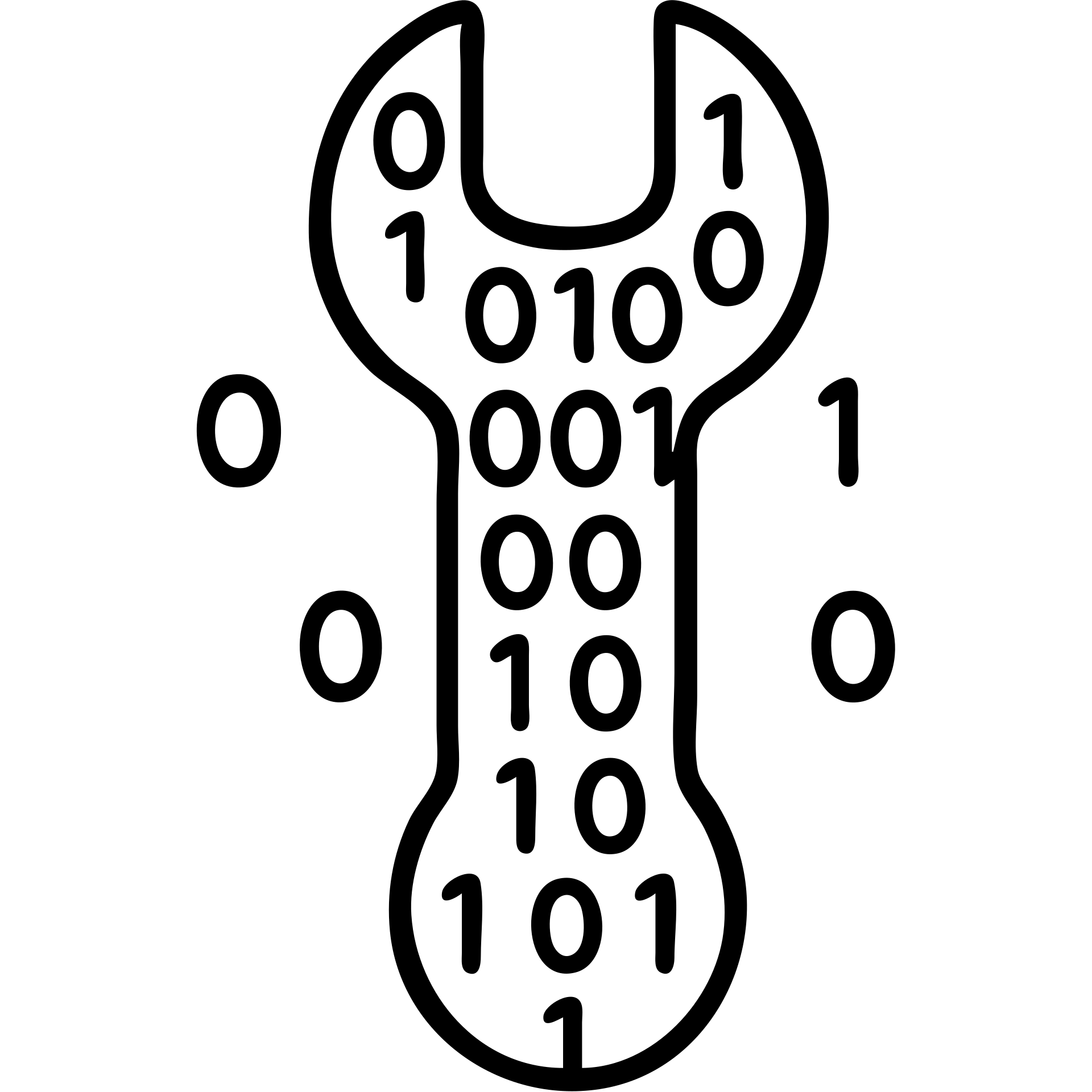 A wrench tool made out of binary code, with 0s and 1s flowing through and forming the shape of a wrench emoji