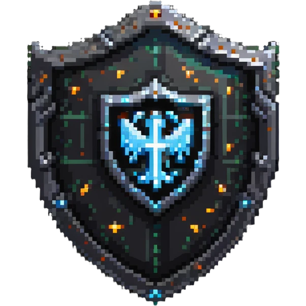 magical shield with code symbols and glowing magical aura emoji