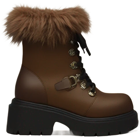 Platform Demonia boots brown fur emoji