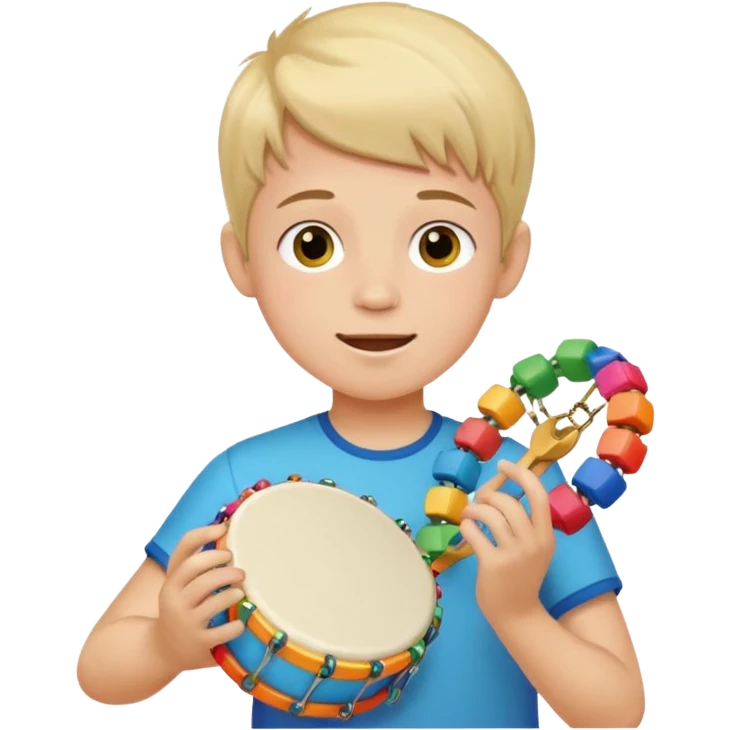 boy play colorful tambor emoji