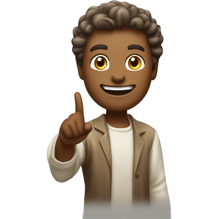 Create an emoji of a person with an enlightened expression, pointing their index finger upward, as if having a ‘Eureka!’ moment. The face shows confidence and energy, symbolizing the realization of an idea. emoji