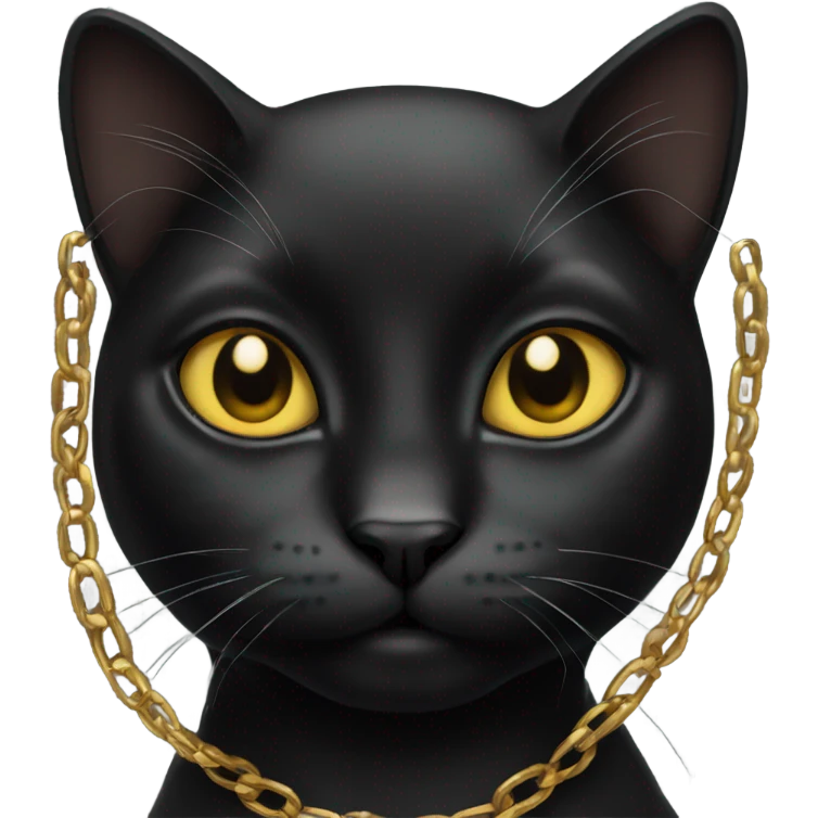 Black cat wearing gold chain emoji