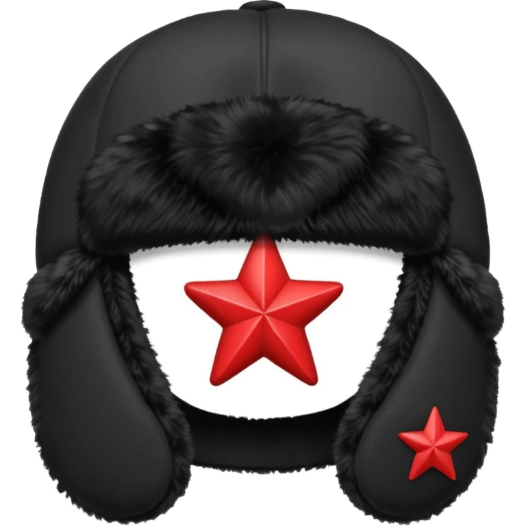 A blank Black ushanka with a red star on it emoji
