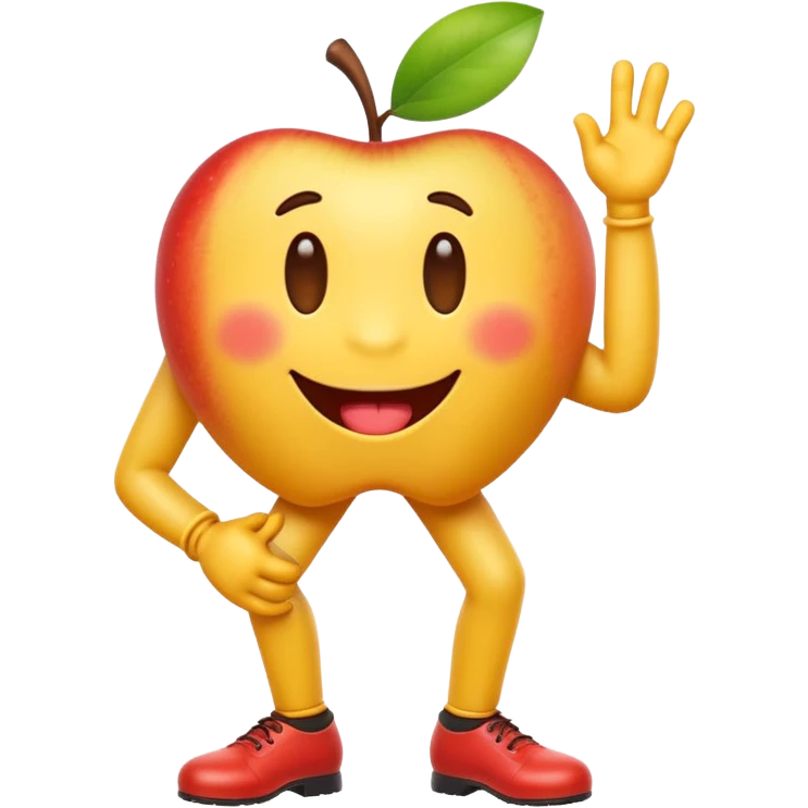 Create a silly, exaggerated iOS-style yellow emoji doing a playful slapstick pose: it lifts its own leg up and sticks its tongue out as if making a goofy face at its own foot. Smooth Apple-emoji gradients, rounded shapes, glossy shading, simple eyes, transparent background. emoji