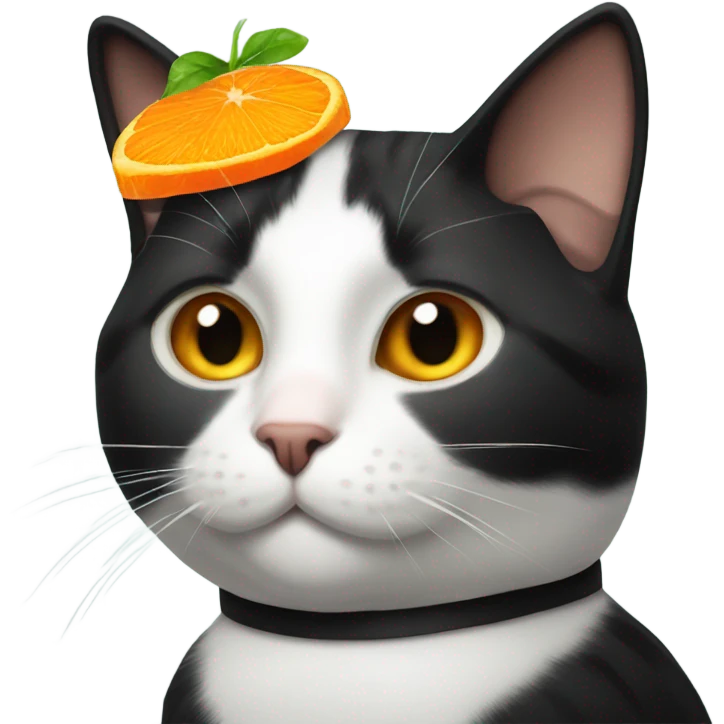 tuxedo cat with orange jello on head emoji