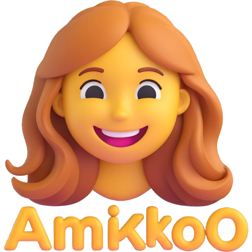 3D smiley emoji, girl style, long hair, smiling face, with the name 'Anikó' below in a cool, youthful, elegant font emoji