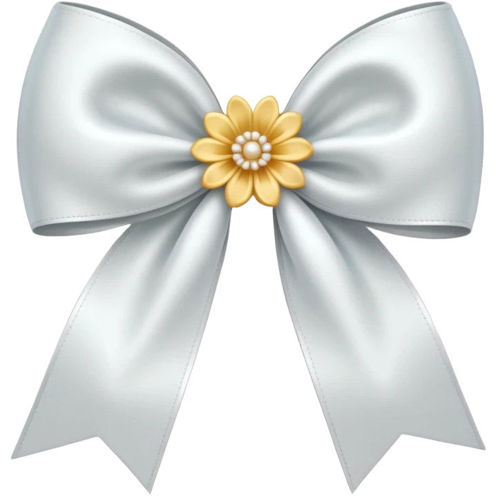 white satin bow emoji with a flower emoji
