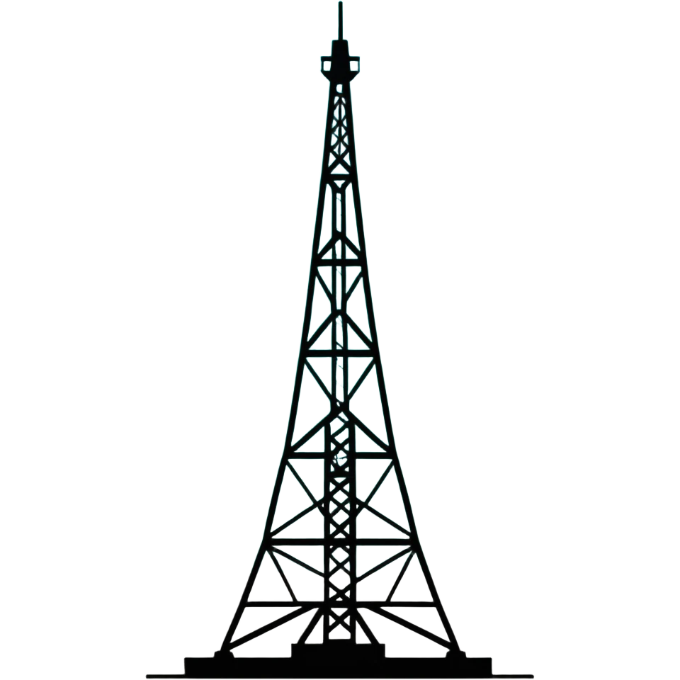Oil derrick tower, minimalist design with soft gradients in sky blue, teal green, white, and light gray emoji