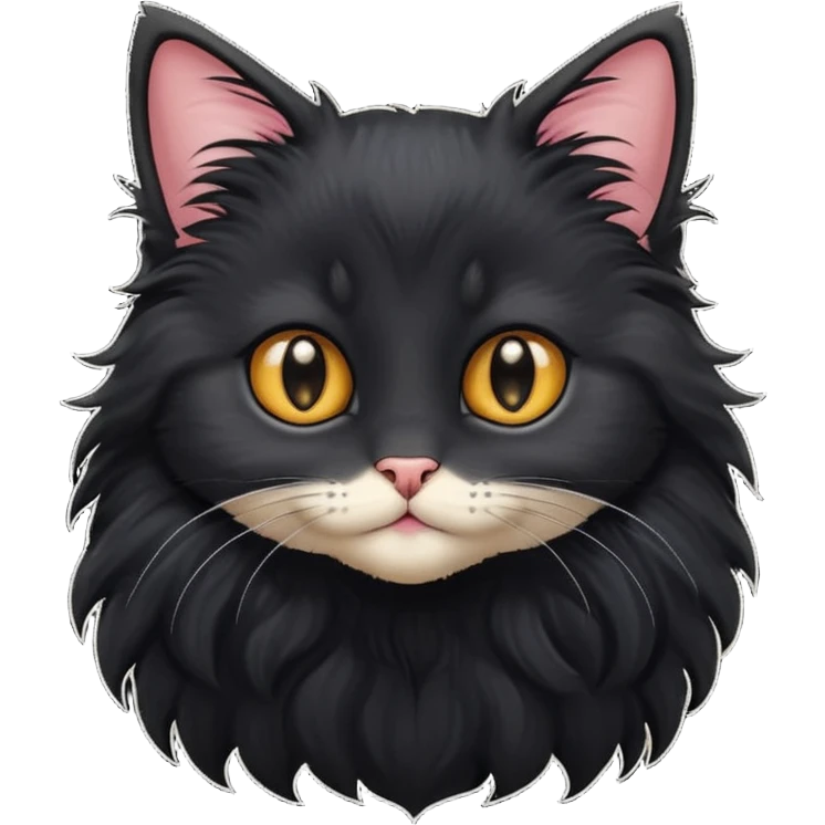 Cute long hair black kitten emoji
