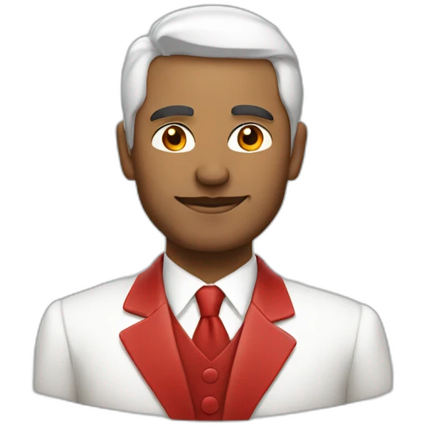 Generate an Indian man with white suite and red, no mustache emoji