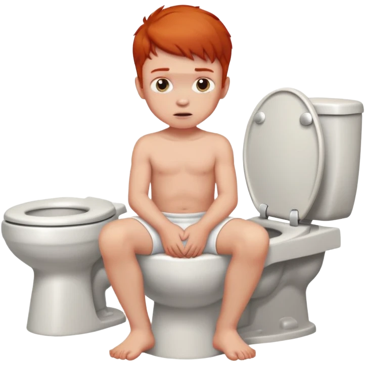 Boy child with redhead Pooping on the toilet and pushing hard emoji