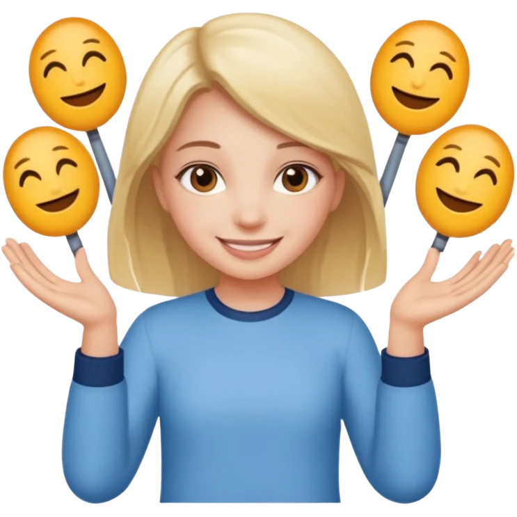 girl holding a six in one hand and a seven in the other hand emoji