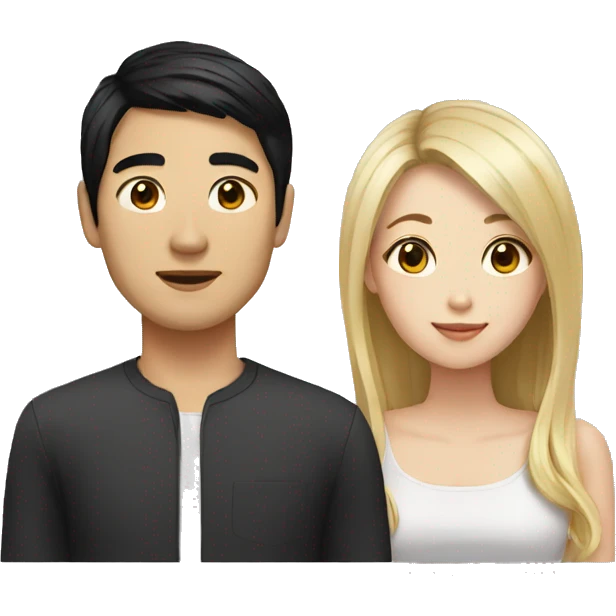 Asian Man black hair and blonde girl emoji