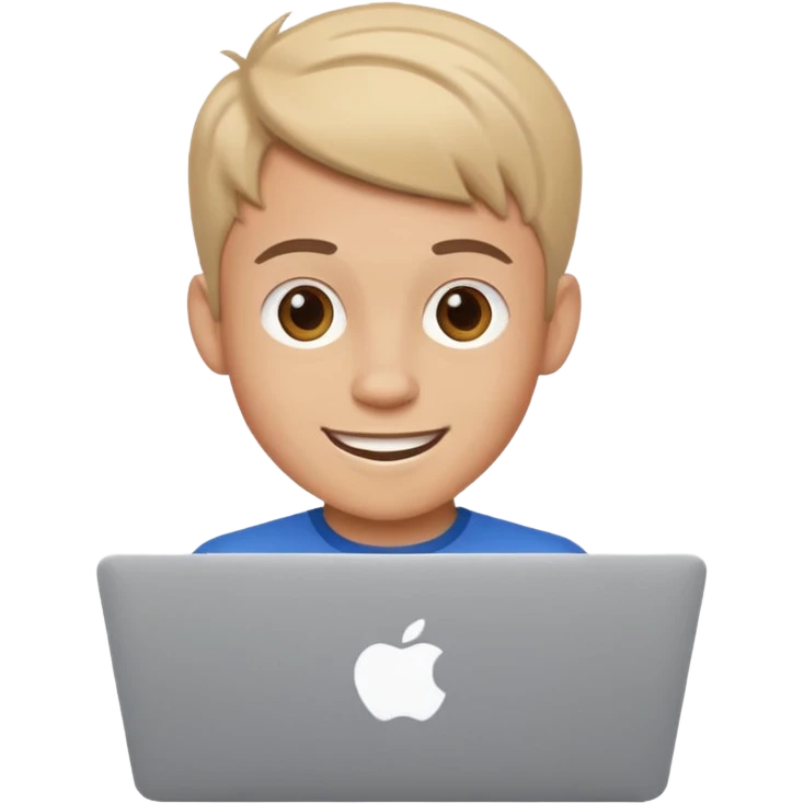 happy boy Graphic designer whit a MacBook emoji