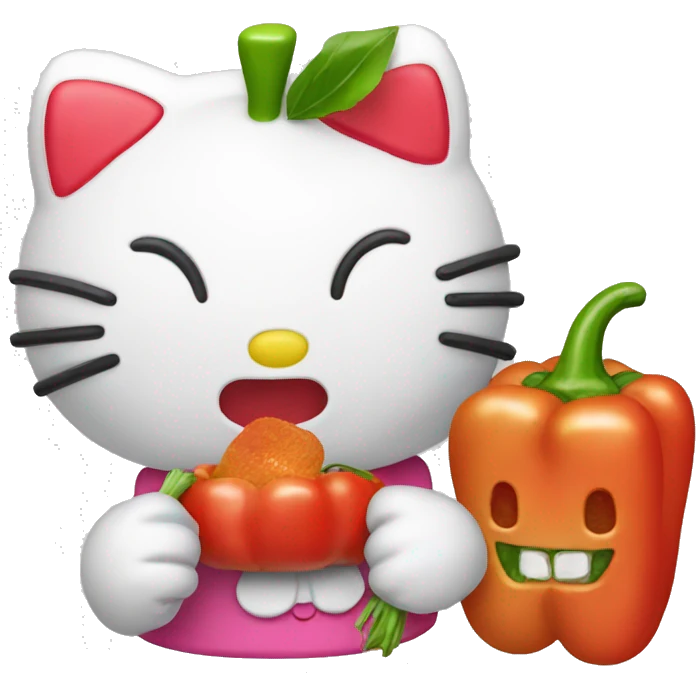 hello kitty eating bell peppers emoji