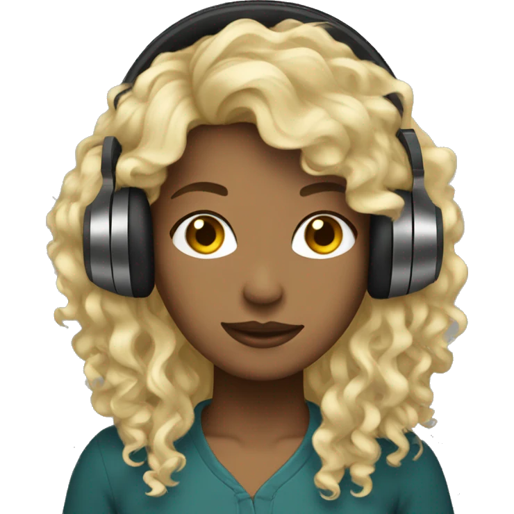dark blondie wearing headphones curly hair  emoji