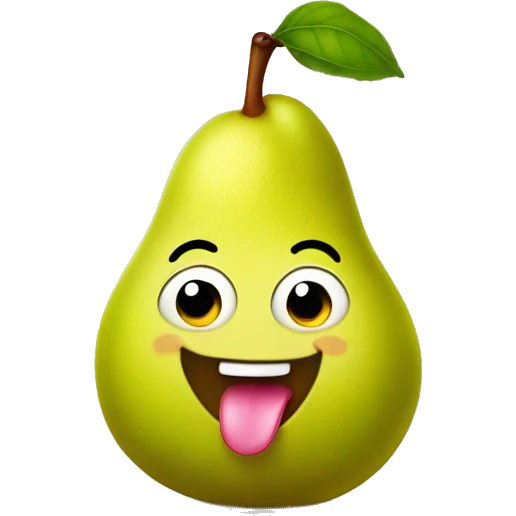 Cute pear with tongue emoji