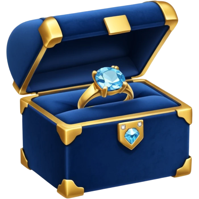 a dark blue box containing a gold ring with a diamond emoji