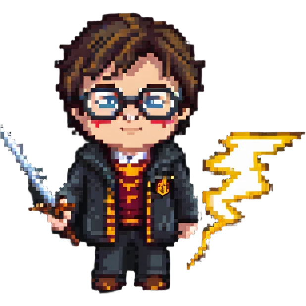 Harry Potter with glasses and a lightning scar emoji