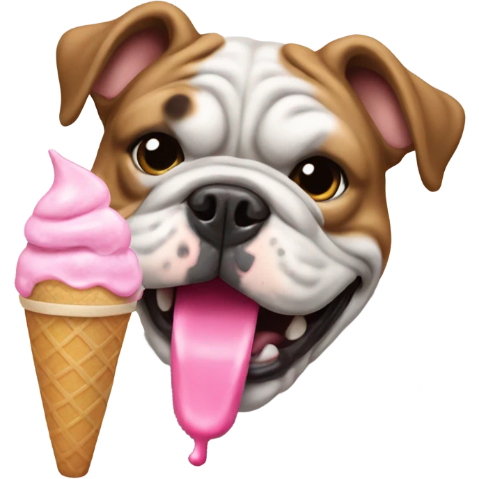 Bulldog eating ice cream emoji