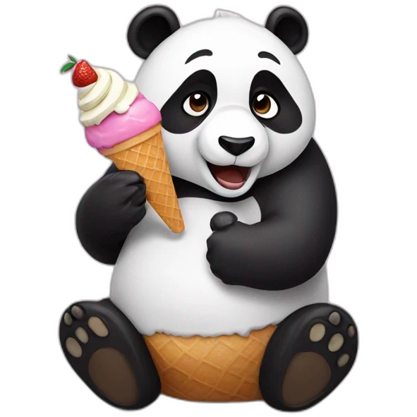 Panda eating ice cream emoji