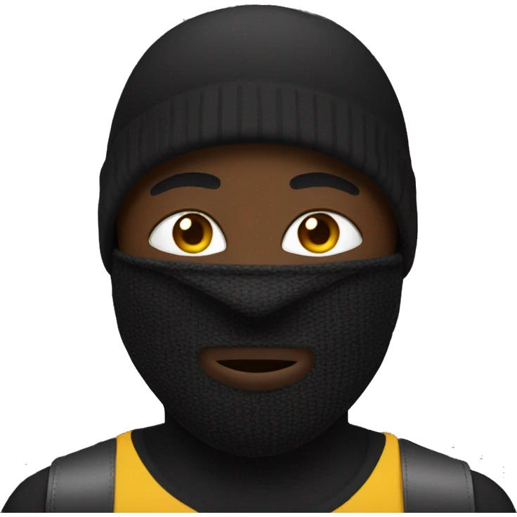 Dark skin in ski mask emoji