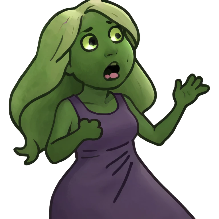 blonde long hair  girl with purple dress, farting  emoji
