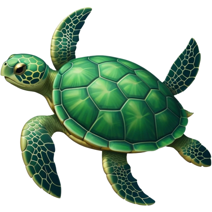 A turtle slowly moves its head side to side, curious and calm under the sea emoji