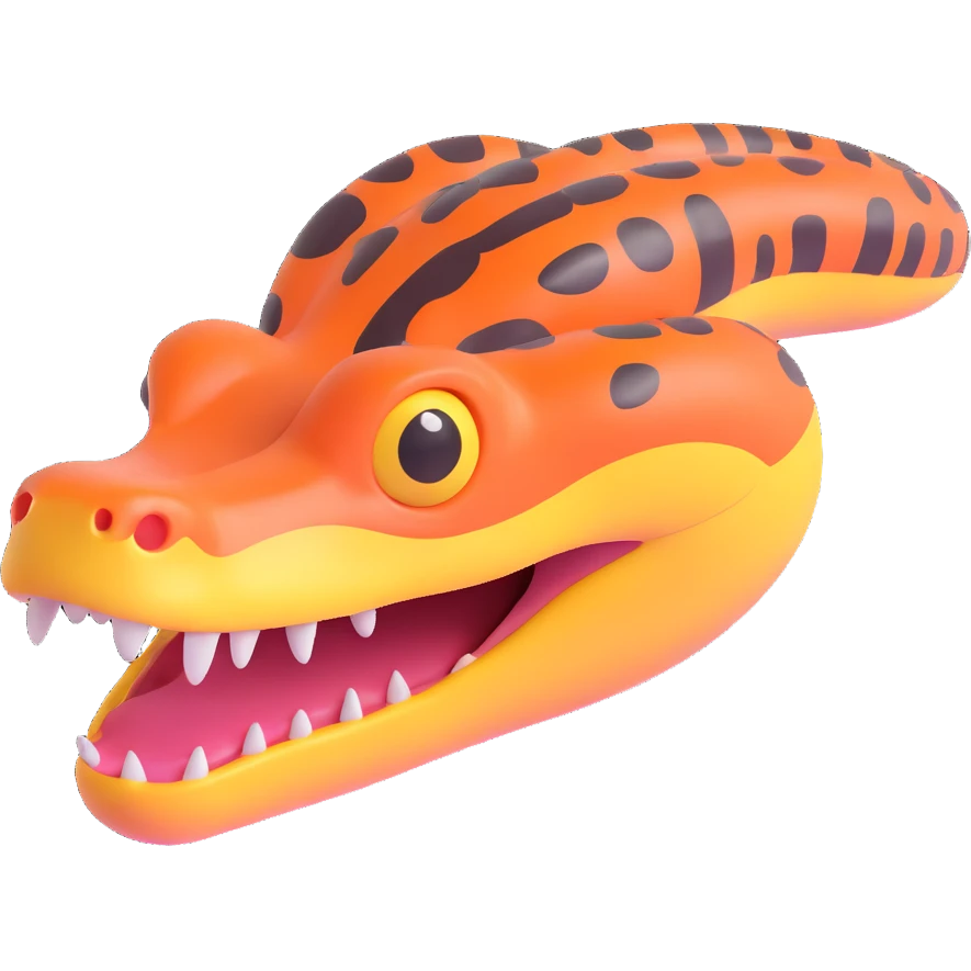 python regius detailed realistic,, full image flat  side profile 75% front facing full  design in 3d soft l centered composition 
cartoon style 140x140 pixels emoji