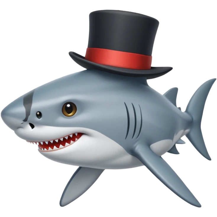 Shark with a top hat emoji
