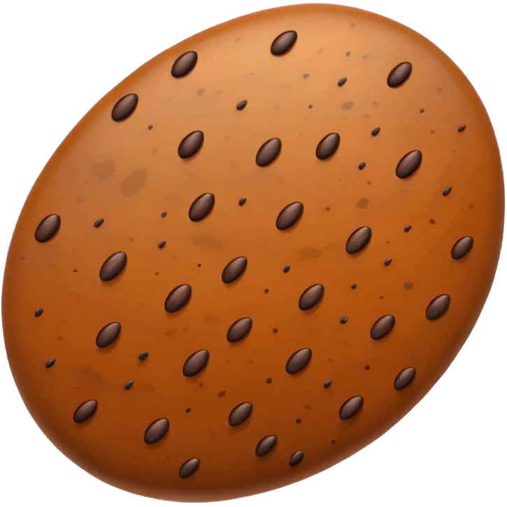 realistic seed, detailed macro close-up, textured surface with natural patterns, shades of brown and little beige with a very few small equal sized distinctive black speckles, oval-shaped, glossy, studio lighting, sharp focus, high-resolution photography, isolated on neutral background emoji