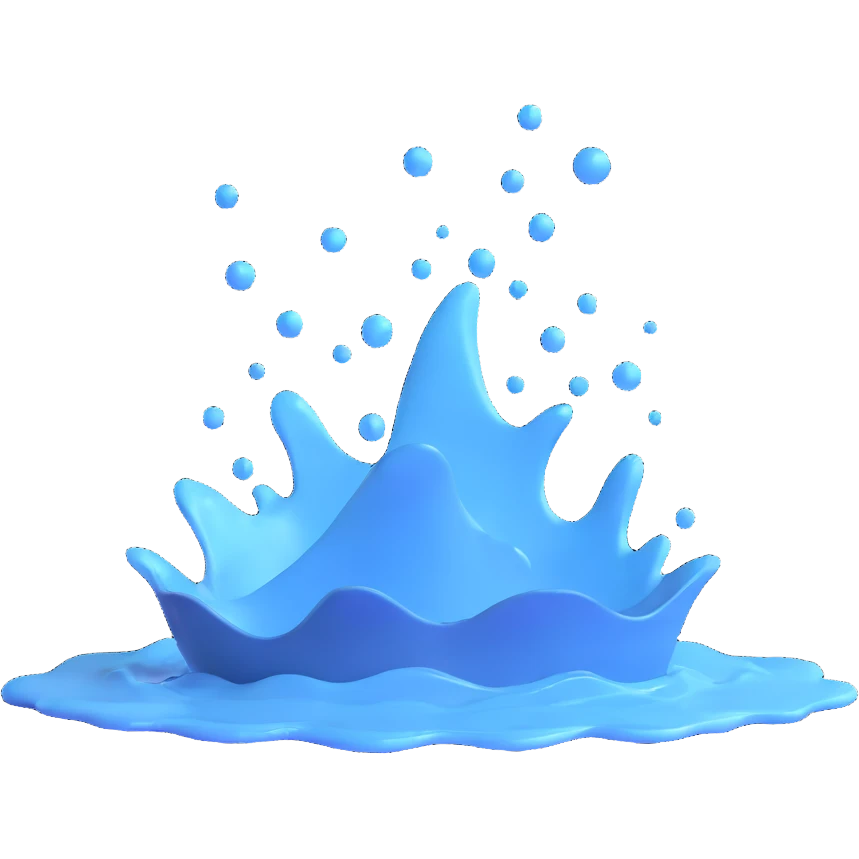 realistic 3D water splash emoji