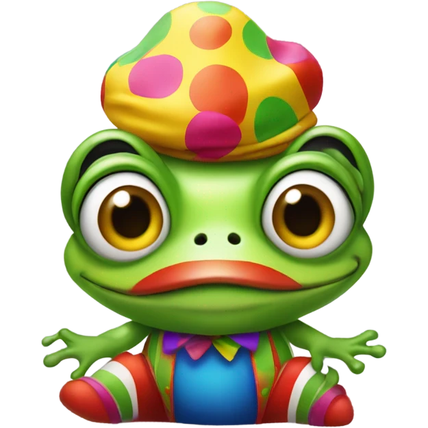 green frog dressed as a clown emoji