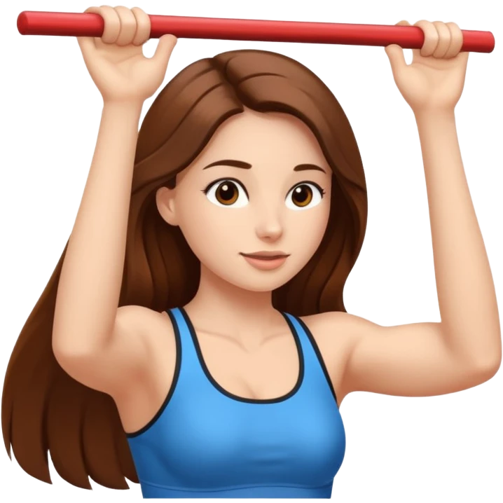 Pretty Lady With Long Hair Doing Pull-ups  emoji
