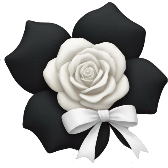 Black rose with a white bow emoji