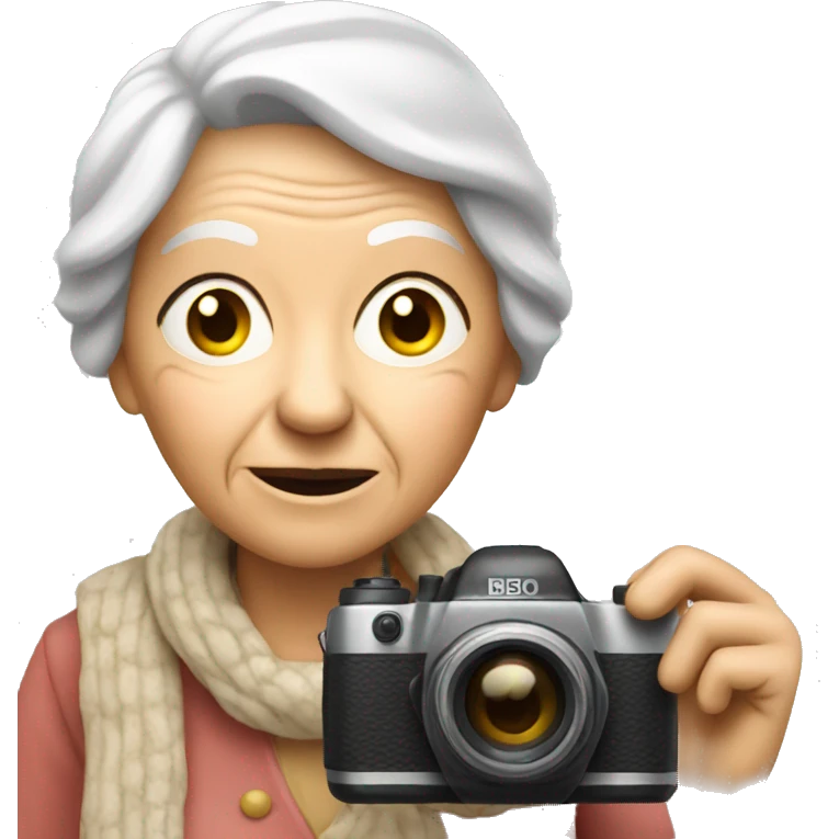 old woman and a camera emoji