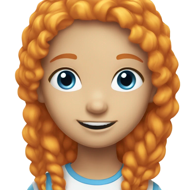 smiling girl with orange hair and blue eyes emoji