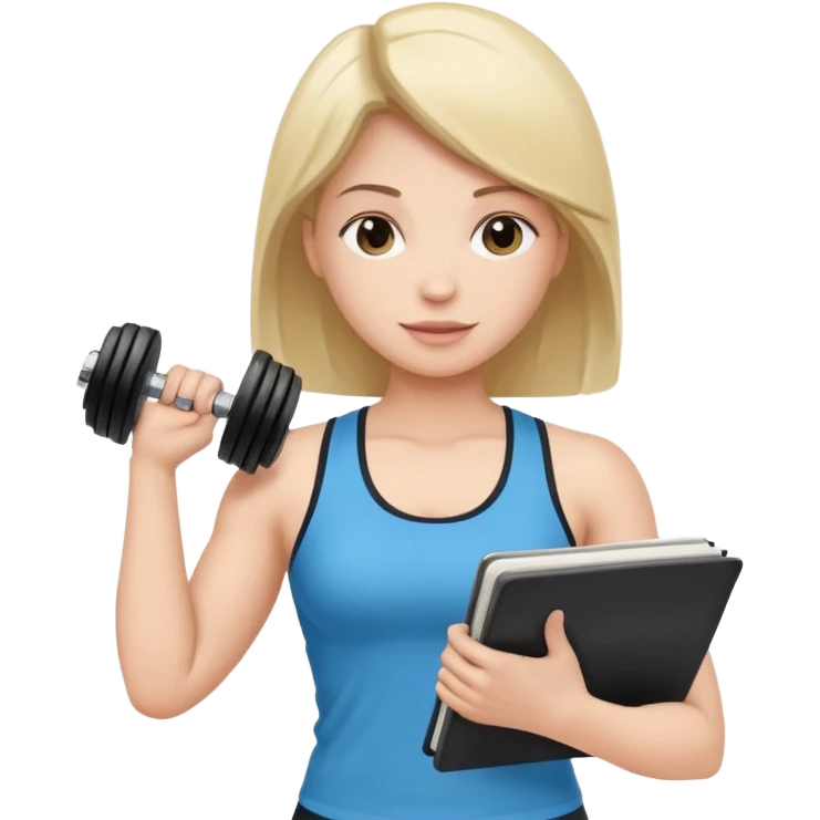 open notebook with workout plan and a dumbbell emoji