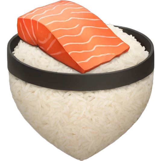 Salmon rice in a heart emoji