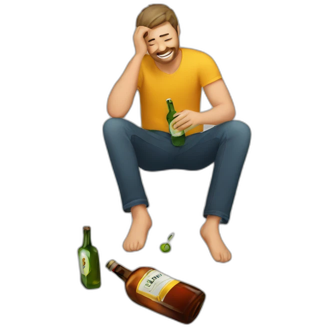 man on the floor with alcohol emoji