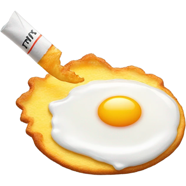 A fried egg smoking a cigarette  emoji