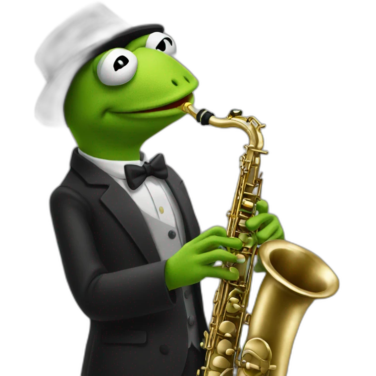 Kermit playing saxophone emoji