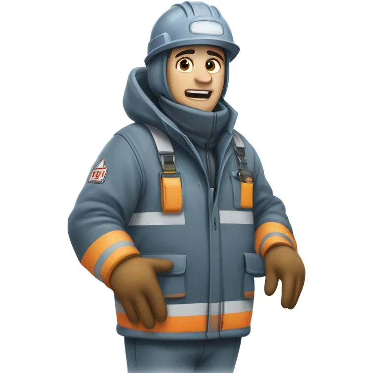 Frozen construction worker emoji