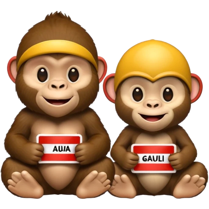 gorilla and monkey with name tags emoji