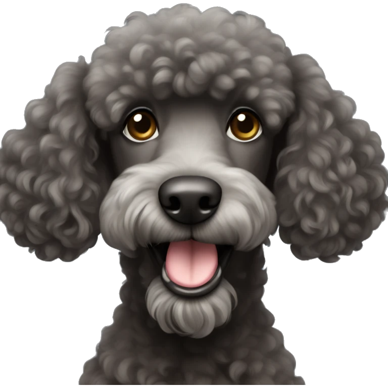 Dark brown grey poodle  emoji